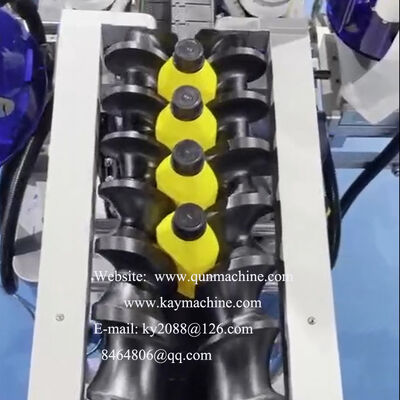 Special screws able to turn and place triangular bottles in the required regular position. Rotator for pucks