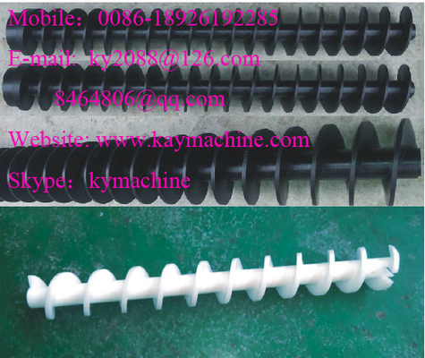 plastics worm screws Worm screws able to divide onto two lines shaped containers. Screws able to rotate big cluster pack